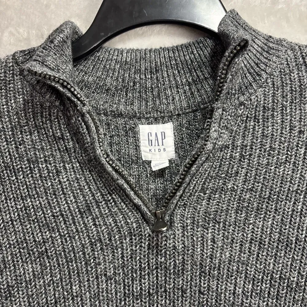 Gap Kids Pullover Sweatshirt 1/4 zip size large Long Sleeve Casual Dark Grey